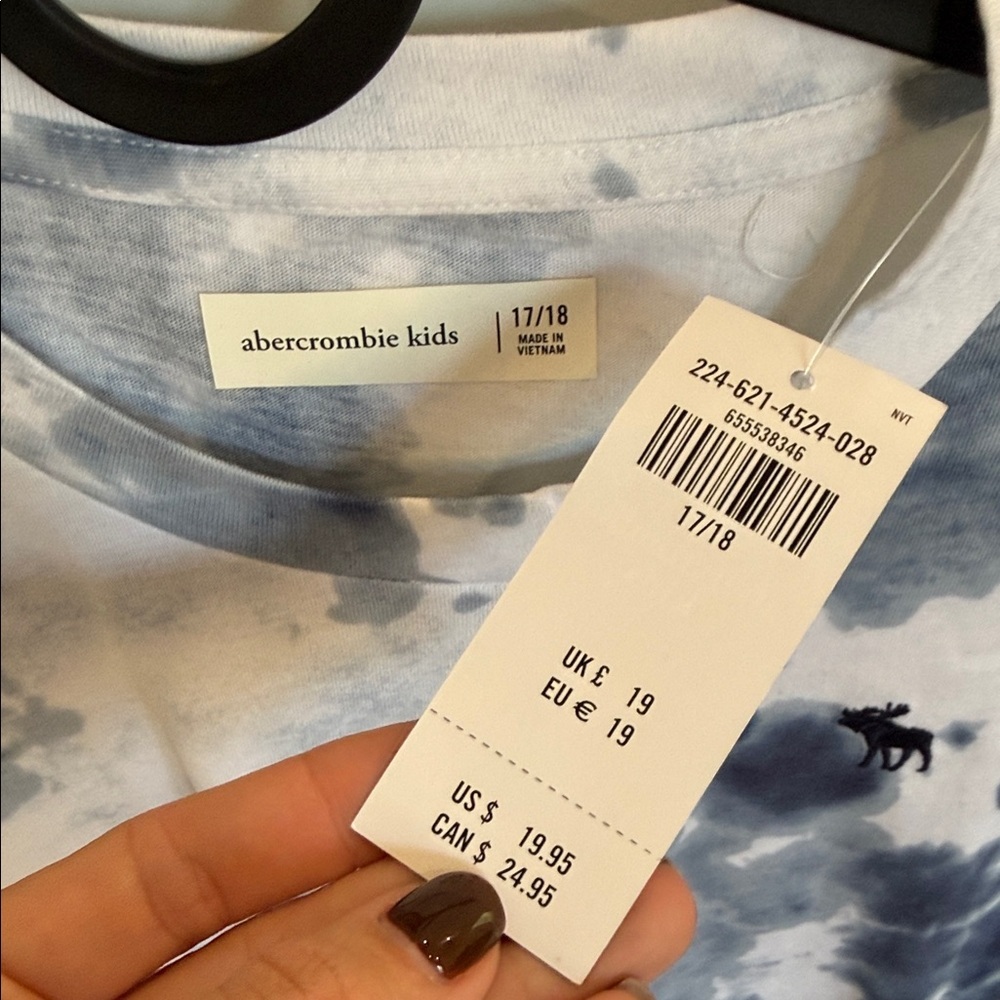 Abercrombie & Fitch Navy and White Tie-Dye Shirt - Picture 2 of 3